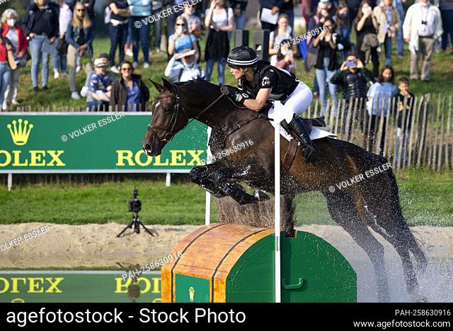 Madison CROWE (NZL) on Waitangi Pinterest, action in the water, in the Rolex Complex, eventing, cross-country C1C: SAP Cup, on September 18, 2021