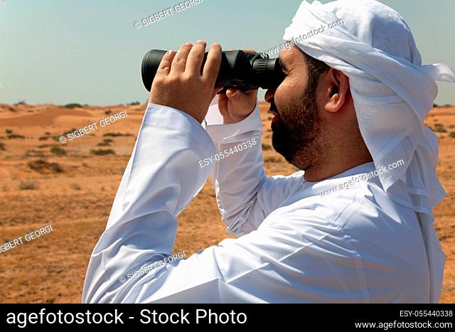 watching, binoculars, arabian