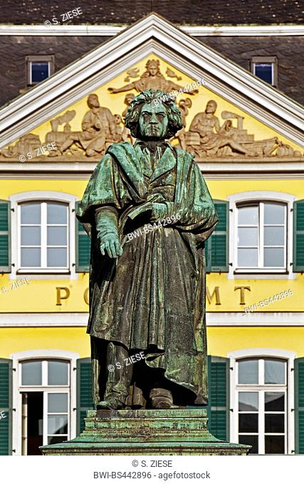 Beethoven Monument on the Muensterplatz in front of General Post Office, Germany, North Rhine-Westphalia, Bonn