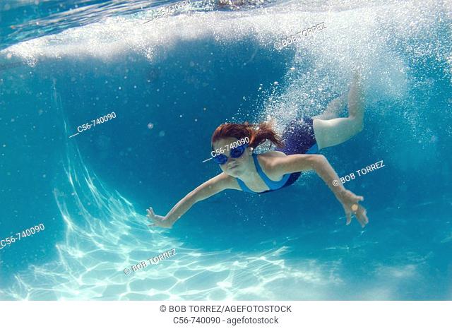 Young girl underwater