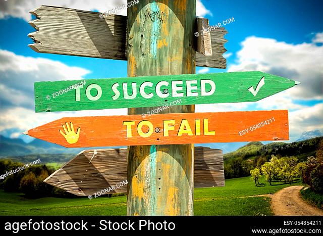 Street Sign the Direction Way TO SUCCEED versus TO FAIL