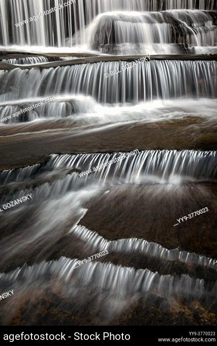 Moody long-exposure water blurs at Grogan Creek Falls - Butter Gap Trail, Pisgah National Forest, near Brevard, North Carolina, USA