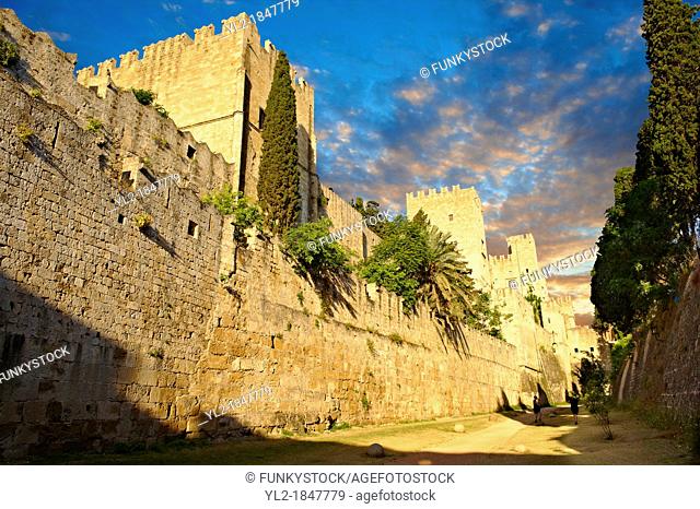 Fortifications of the 14th century medieval palace of the Grand Master of the Kinights of St John, Rhodes, Greece  UNESCO World Heritage Site