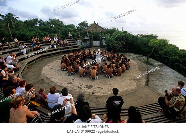 At places such as Ulu Watu temple, there are cultural displays of the traditional religious animist and Buddhist dances such as the Kecak Ramayana Monkey dance...