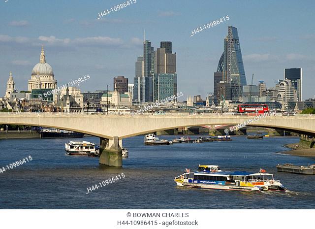 London cityscape across Waterloo Bridge