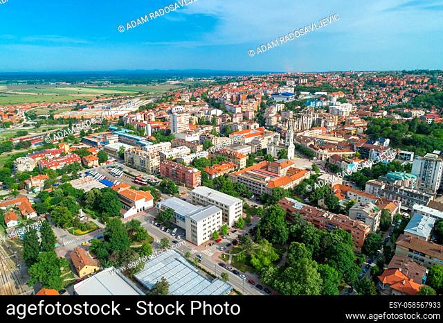 Smederevo, aerial drone view of city in Serbia, administrative center of the Danubian District