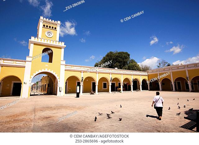View to the Portales de San Francisco with the clock-tower at the San Francisco Square-Plazuela De San Francisco, Campeche City, Campeche State