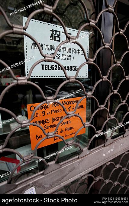 Madrid, Spain; 12/03/2020.- Businesses of Chinese owners have closed to the public under the pretext of vacations or reforms