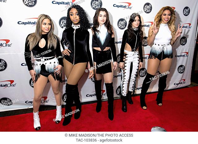 (L-R) Musical artists Ally Brooke, Normani Kordei Hamilton, Lauren Jauregui, Camila Cabello and Dinah Jane Hansen of music group Fifth Harmony on the Red Carpet...
