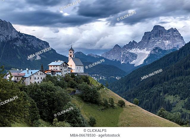 Europe, Italy, Veneto, Belluno. The village of Colle Santa Lucia, Agordino, Dolomites