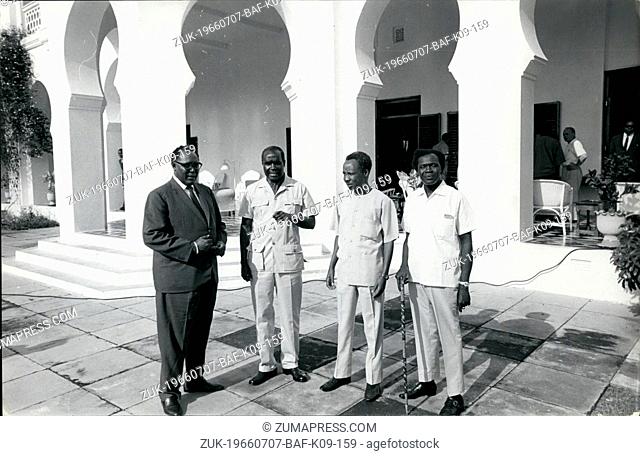 Jul. 07, 1966 - Meeting of East and Central African leaders at the State House in Dar-es-Salaam, Tanzania-to discuss the effects of the Rhodesia crisis