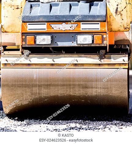 Heavy machiners construction works during asphalting road