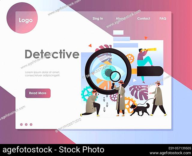 Detective vector website template, web page and landing page design for website and mobile site development. Private detective services concept