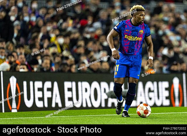 Adama Traore (FC Barcelona) in action during the Europa League soccer match between FC Barcelona and Galatasaray SK, at the Camp Nou stadium in Barcelona, Spain