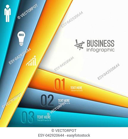 Infographic design concept with colorful lines three options and businessman bulb graph icons vector illustration