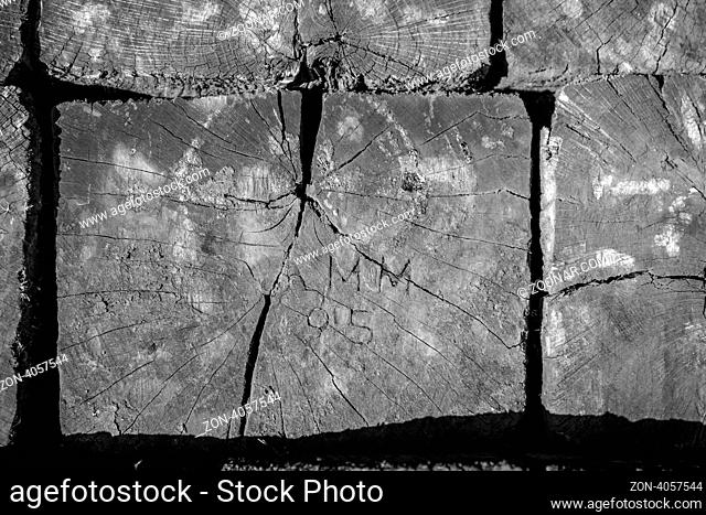 Engraved Railroad Tie Macro in Black and White