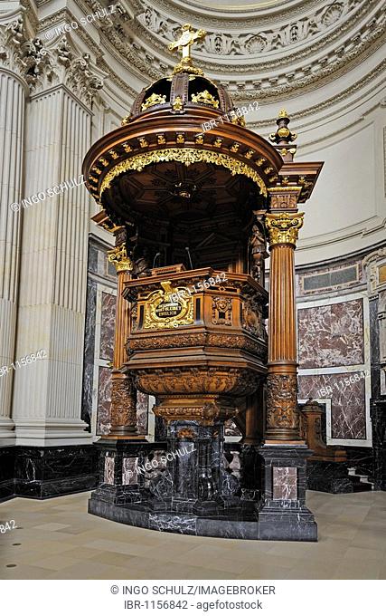 Pulpit in the Berlin Cathedral, Berlin, Germany, Europe