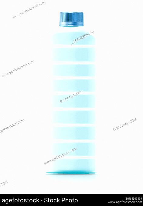 Blue Plastic Bottle isolated on white background . (with clipping work path)