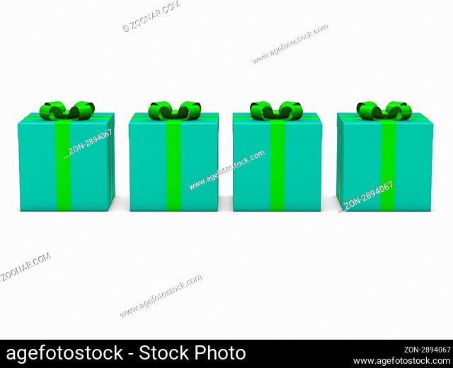 3d gift box series blue green ribbon