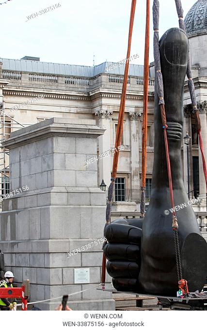 The big thumbs up that has been located on the 4th plinth on Trafalgar was lifted off this morning to make way for a new installation