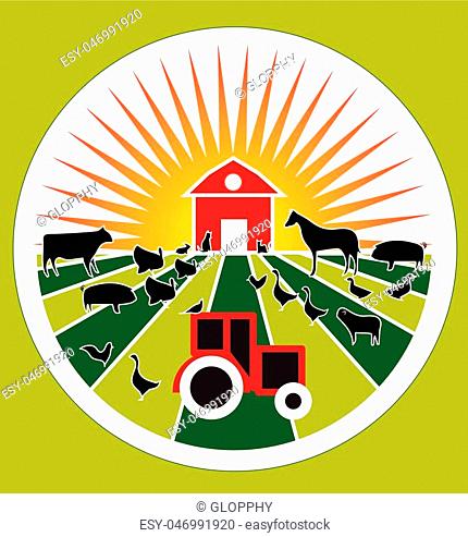 Agriculture farm fresh products domestic animals vector logo