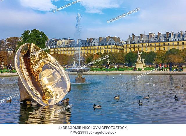 Paris, France - 23 October, 2012: The Tuileries Garden of the Louvre Museum in Paris. The former royal palace and the world's most visited museum