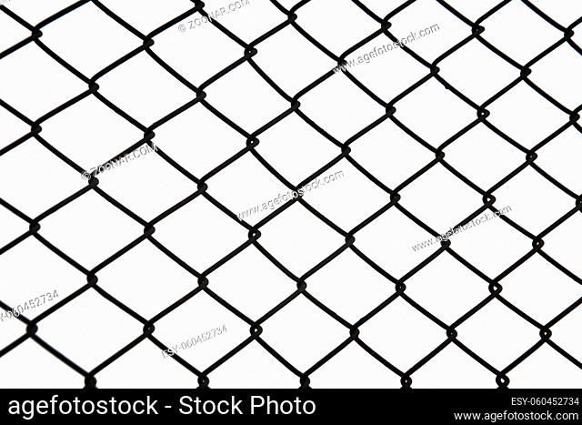 Grid, lattice, wire, metal, isolated, white background, rhombuses, squares, interlacing, fencing, black, background, fence, protection, closed