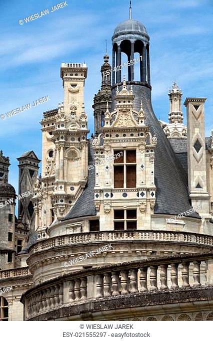 The royal Castle of Chambord in Cher Valley, France
