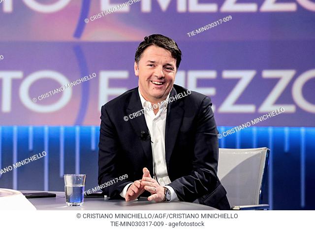 Matteo Renzi, former italian premier and resigning secretary of Partito Democratico (PD), is guest of the talk show of LA7 Otto e Mezzo. Rome