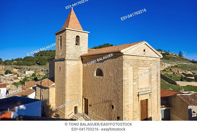 Higueruela church in Albacete at Castile La Mancha of Spain in Saint James Way of Levante