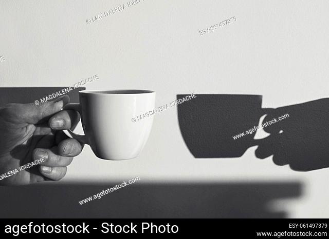 Abstract Imagination With Coffee cup and Shadows. Mental Disorders