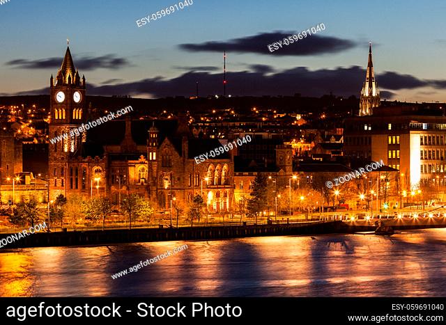 Panorama of Derry. Derry, Northern Ireland, United Kingdom