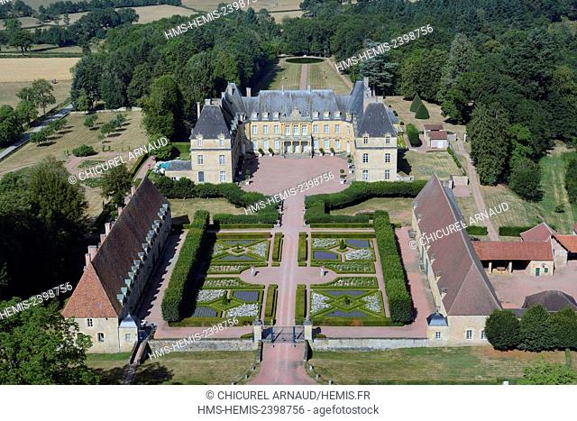 France, Saone et Loire, Curbigny, the castle of Dree (aerial view)