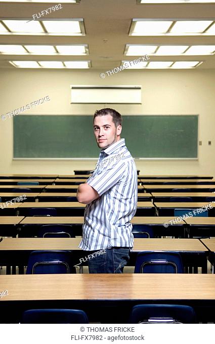 Male Student in Classroom, University of Manitoba, Winnipeg, Manitoba