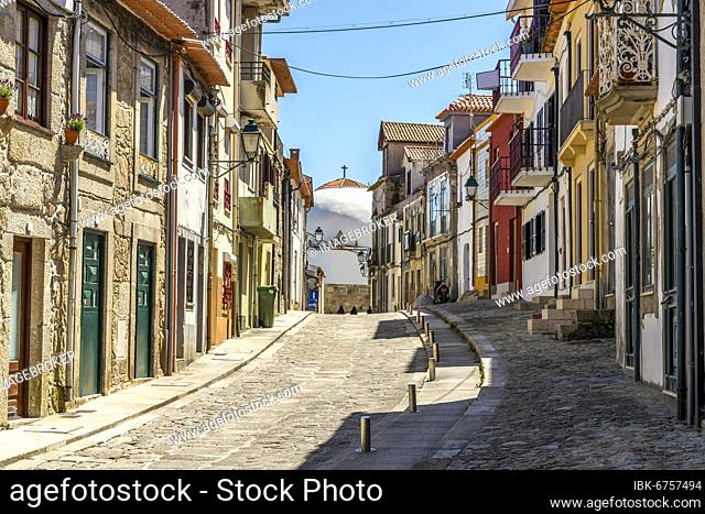 Charming street leading to seaside chapel in Vila do Conde, Porto District, North Region, Portugal, Europe