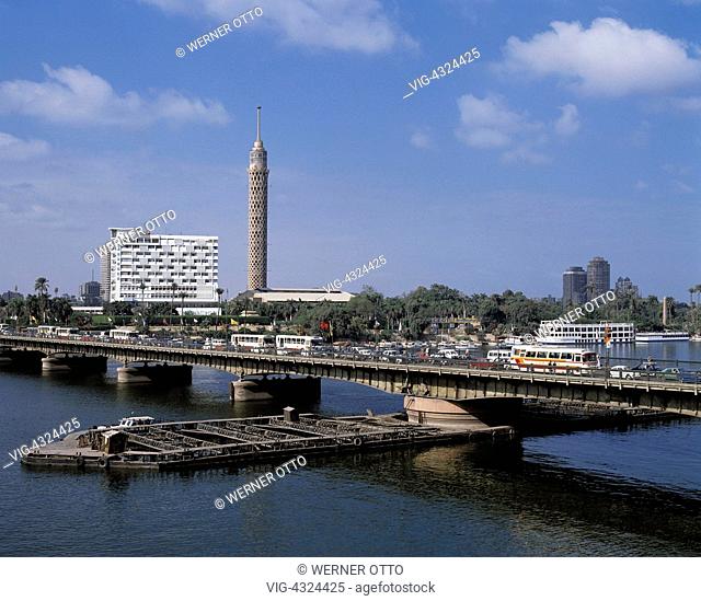 Aegypten, ET-Kairo, Unteraegypten, Nilpanorama, Kairo-Turm, El-Tahrir-Bruecke, ET-Cairo, Egypt, Nile panorama, Cairo Tower, El-Tahrir Bridge, UNESCO, Welterbe