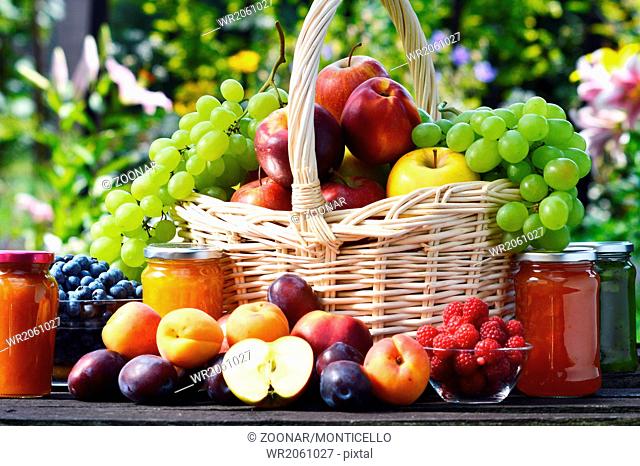 Fresh ripe organic fruits in the garden. Balanced diet