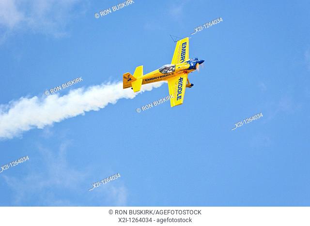 Pilot Matt Chapman flys a Mudry CAP Eagle 580 aerobatic airplane during air show at NAS Jacksonville, Florida