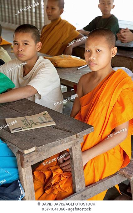 Young Buddhist Monks attending school in Cambodia