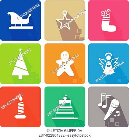 Christmas icons set with objects typical of the party