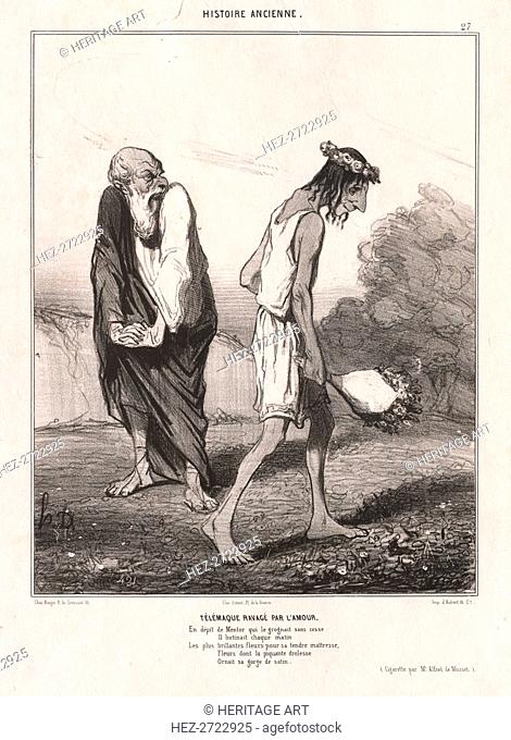 Ancient History : Pl. 27, Telemachus Ravaged by Love.., 1842. Creator: Honoré Daumier (French, 1808-1879)