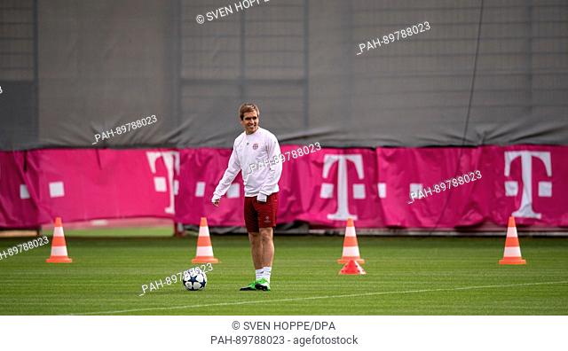 Philipp Lahm of Bundesliga's FC Bayern Munich at the team's final training in Munich, Germany, 11 April 2017. The Champions League quarterfinals first leg match...