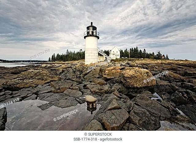 Low Angle, View of the Marshall Point Lighthouse, Maine, USA