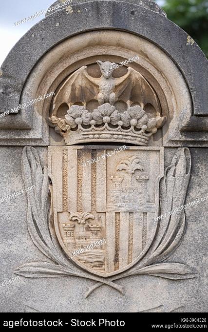 city coat of arms, Palma cemetery, Mallorca, Balearic Islands, Spain