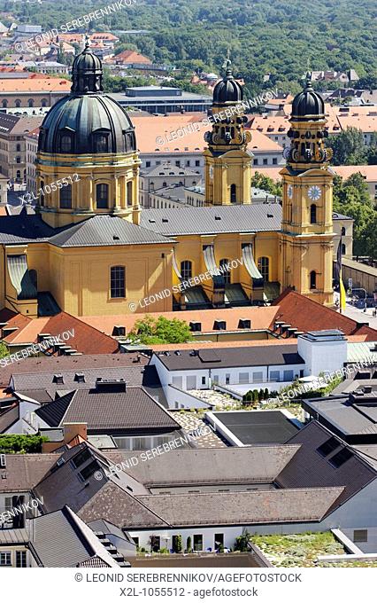 Theatinerkirche as seen from the tower of Frauenkirche  Munich, Bavaria, Germany