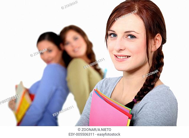Young women with files