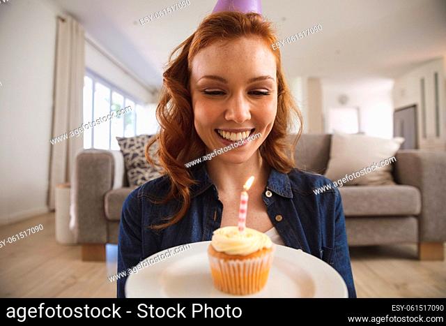 Caucasian woman spending time at home