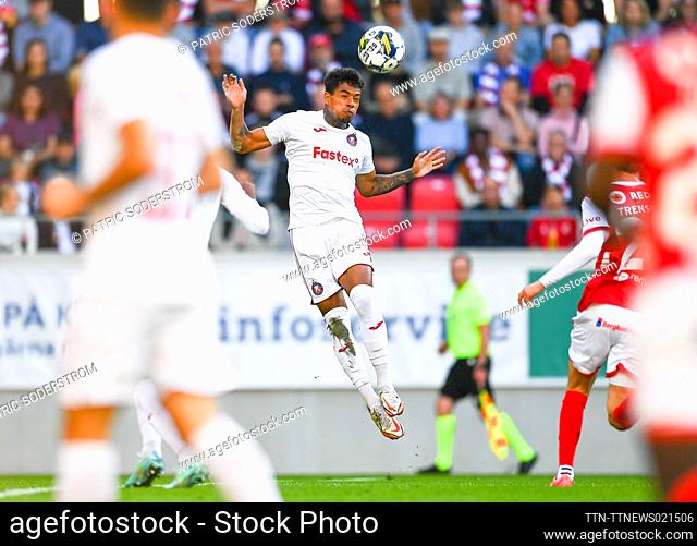 Pyunik's James in action during the UEFA Europa Conference League, second qualifying round first leg, between Kalmar FF and FC Pyunik at Kalmar Arena...