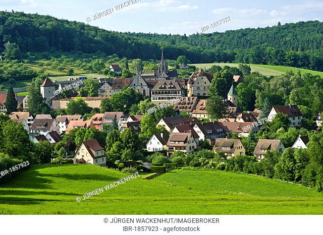 Village view with castle and monastery, Bebenhausen, Tuebingen, Swabian Alb, Baden-Wuerttemberg, Germany, Europe