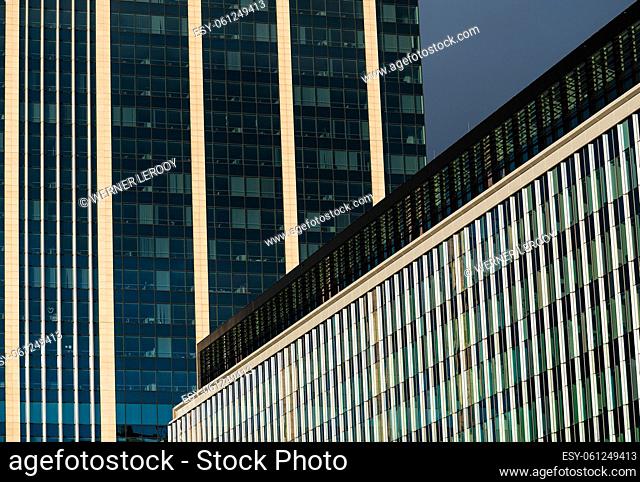 Brussels Business district, Brussels Capital Region - Belgium Abstract view over the contemporary building of the Federal administrative center